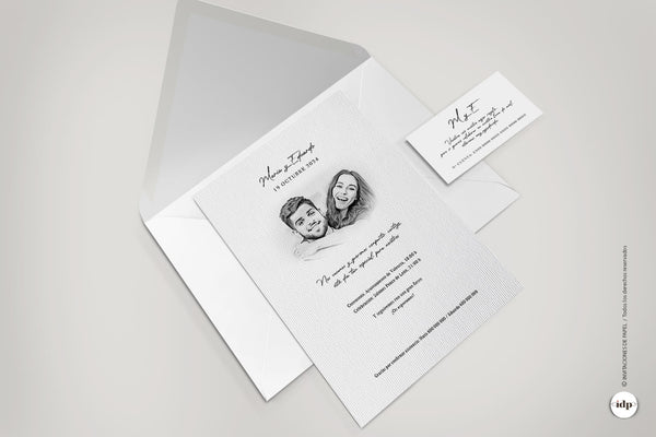 Invitación boda Grafito con sobre y tarjeta