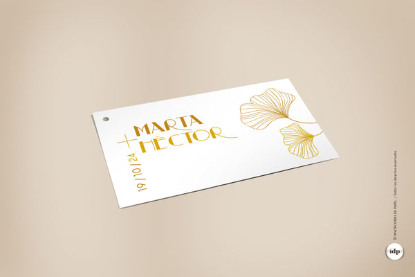 Etiqueta para Regalos de Boda con Flor Sencilla Minimalista oro - aurum