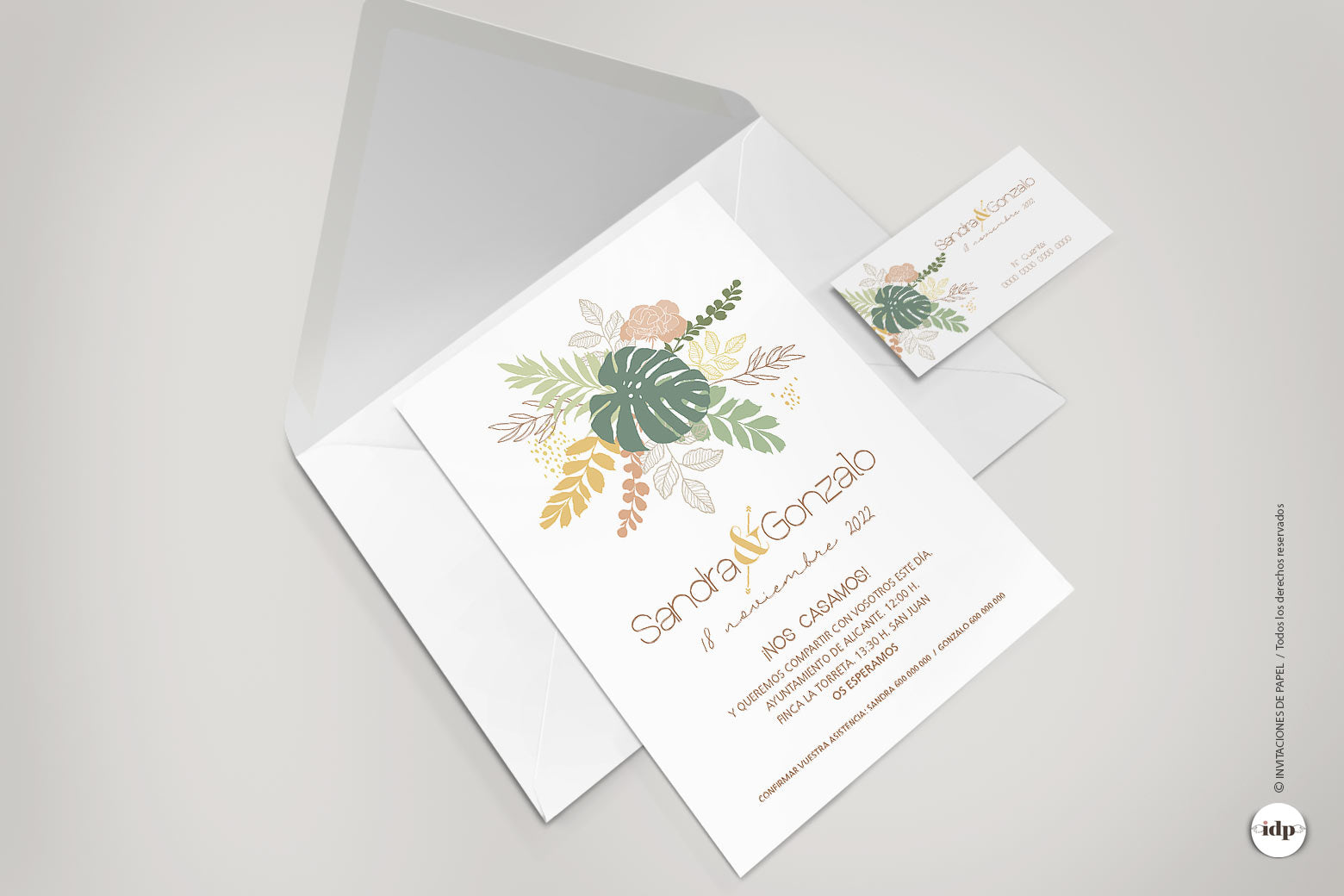 Invitación boda Amazonas con sobre y tarjeta