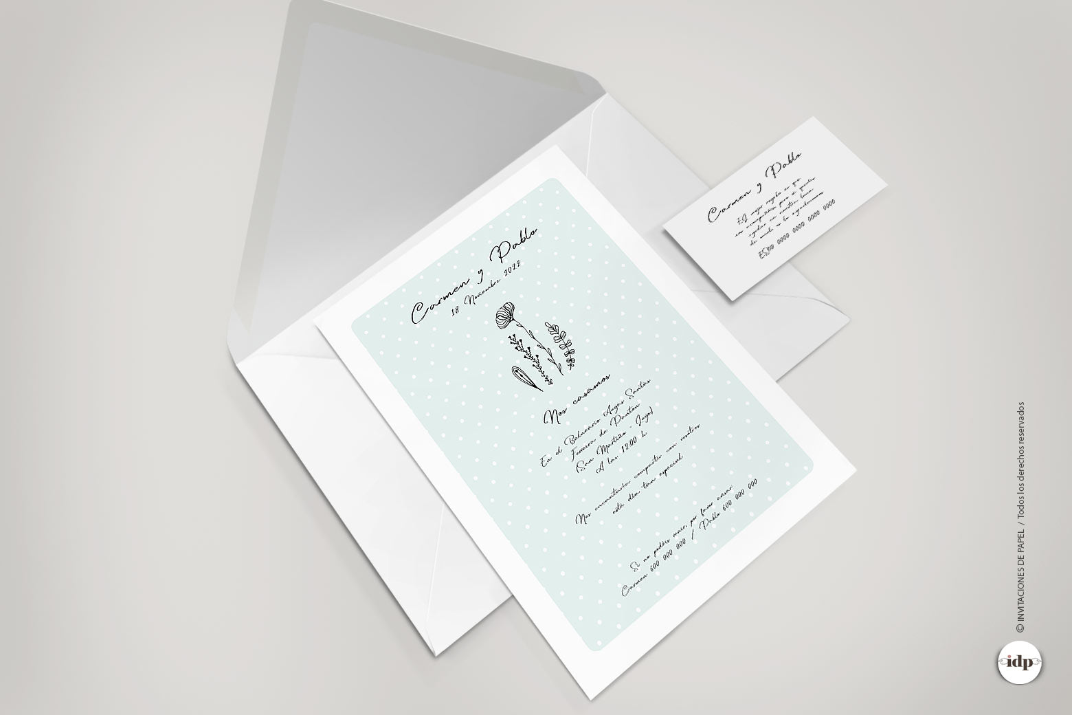Invitación boda Chic con sobre y tarjeta
