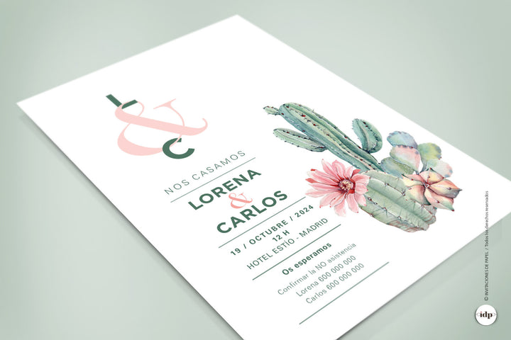 Invitaciones de Boda Acuarela Cactus