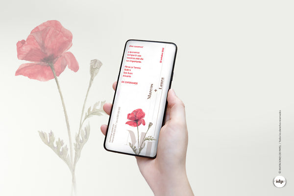 Invitación de Boda Digital para Enviar por WhatsApp con Flores y Sencilla - amapola