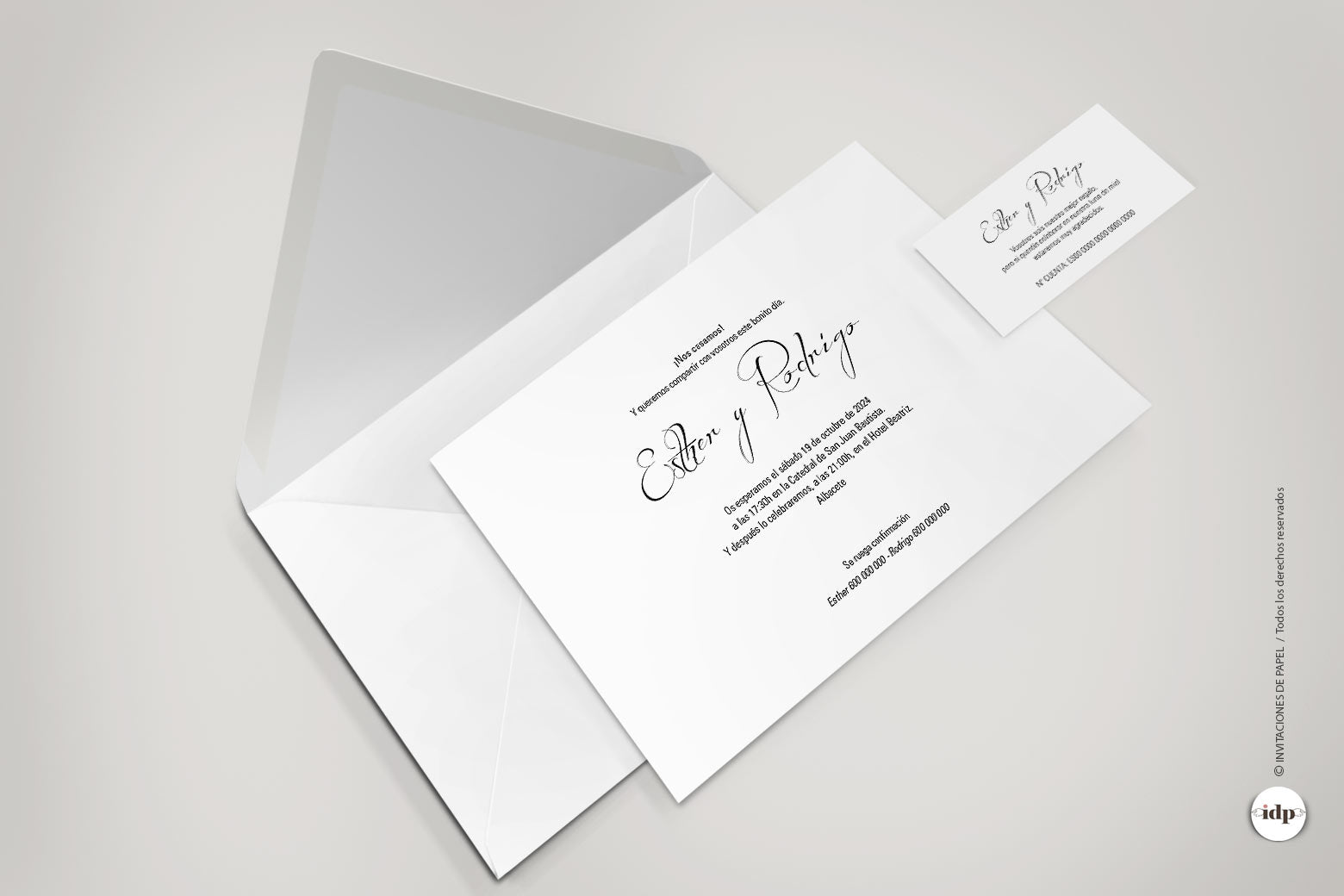 Essential wedding invitation with envelope and card