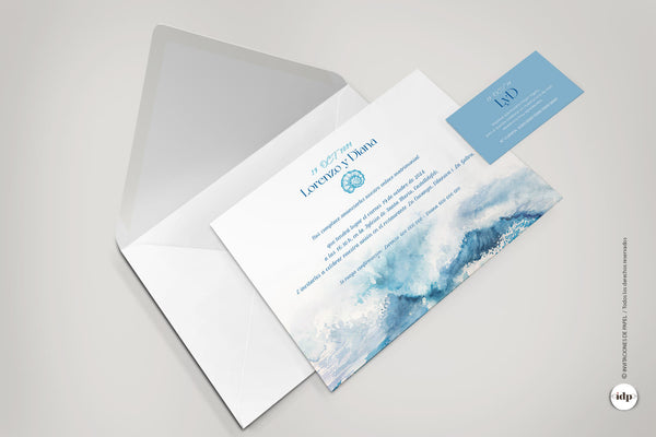 Invitación boda Oceanic con sobre y tarjeta