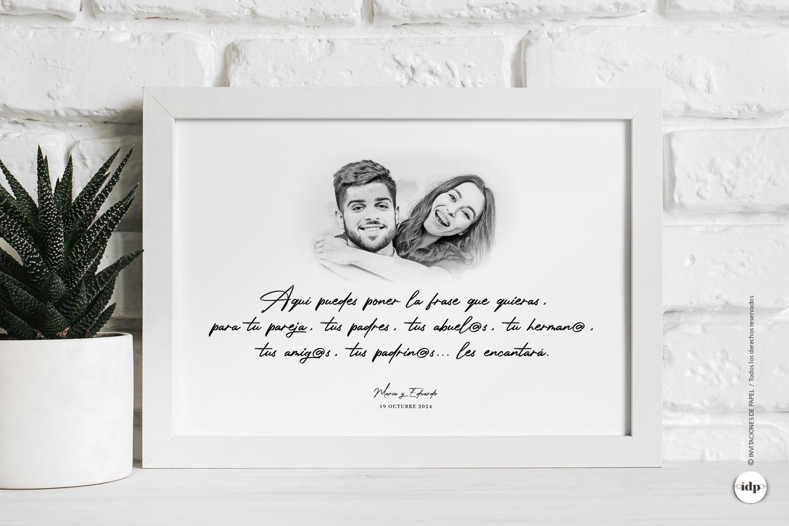 Lamina Personalizada con Frase y Foto de Pareja