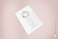 Seating Plan de Boda con corona de Flores rosas Acuarela