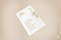 Mesero con Número de Mesa de Boda Sencillo Minimalista con Flor oro - aurum