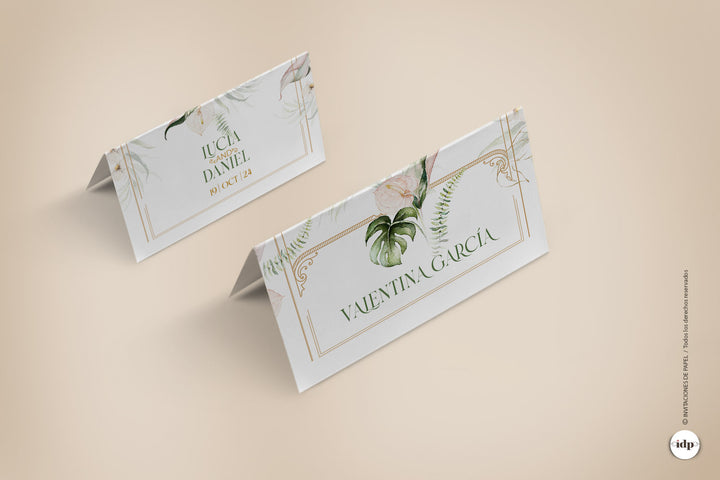 Marcasitios de Boda Personalizados con Nombre con Flores y Vintage - fiore