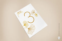 Mesero con Número de Mesa de Boda Sencillo Minimalista con Flor oro - aurum