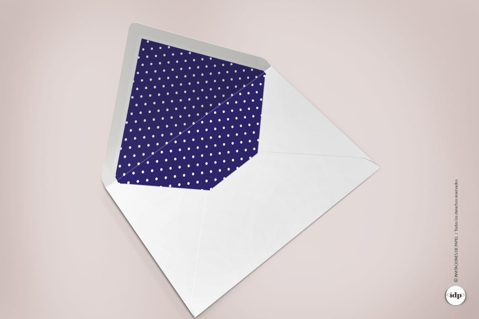 Sobre Forrado para Boda Azul con Puntos Blancos